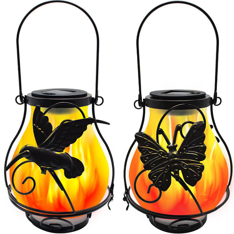 Solar Retro Lantern LED Decorative Outdoor Waterproof Garden Hanging Light-xinru