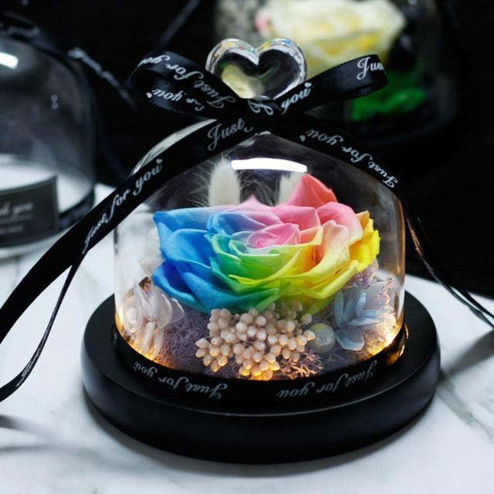 Mother's Day Gift Immortal Enchanted Rose Glass Heart Dome-xinru
