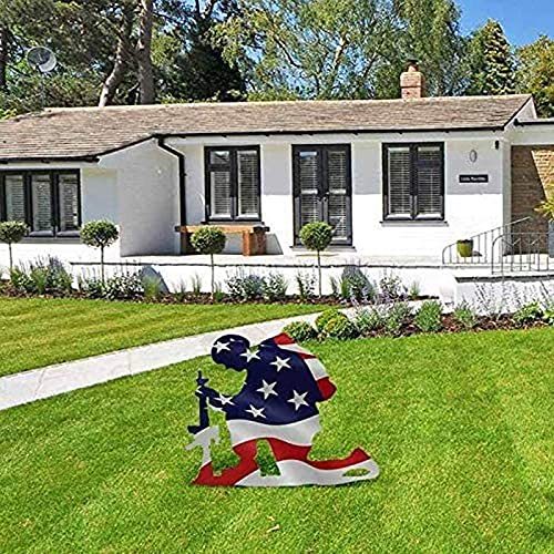 Kneeling Soldier Weathered Flag Art Independence Day Decoration-xinru