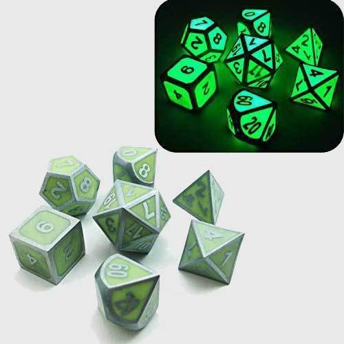 Glow In The Dark Metal Polyhedral Dice Set-xinru