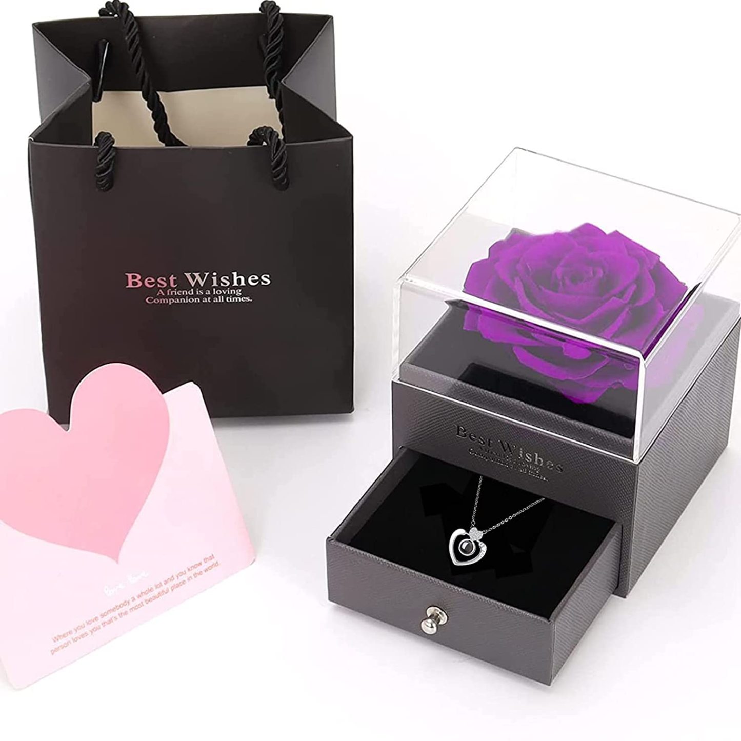 Mother's Day Gift Rose I Love You Necklace In 100 Languages-xinru