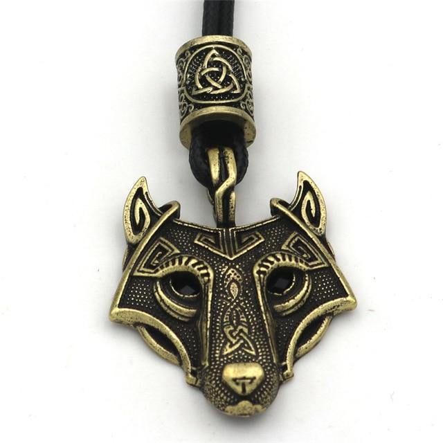 Men's Stainless Steel Norse Viking Wolf Pendant Necklace-xinru