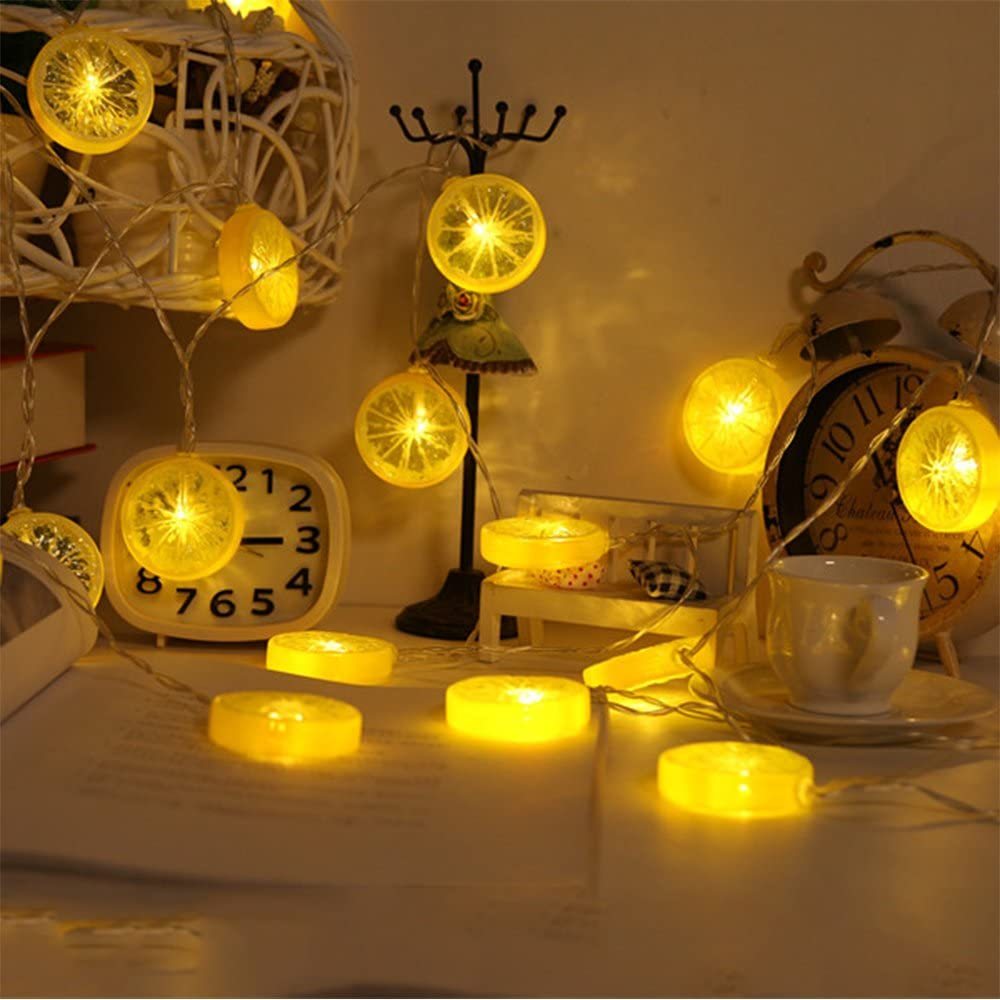 Lemon Slice Bedroom LED String Lamp Plastic Art Decor-xinru