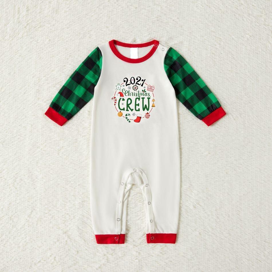 Plus Size Plus Size Christmas Green Plaid Custom 2021 Print Family Matching Raglan Long-sleeve Pajamas Sets-xinru shop