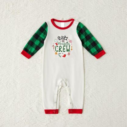 Plus Size Plus Size Christmas Green Plaid Custom 2021 Print Family Matching Raglan Long-sleeve Pajamas Sets-xinru shop