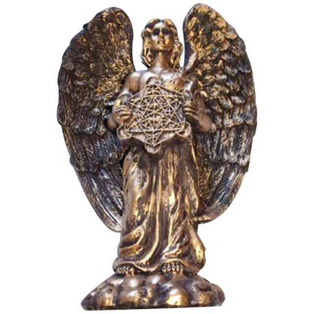 Bronze Six Wing Guardian Angel With Sword Snake Big Wings Statue Home Decor-xinru