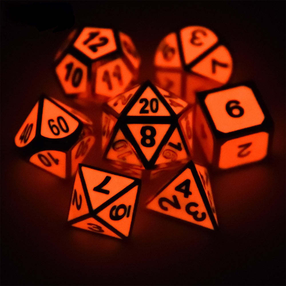 Glow In The Dark Metal Polyhedral Dice Set-xinru