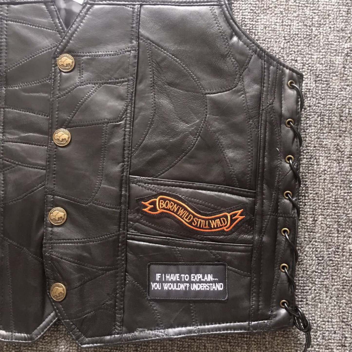 Motorcycle Leather Vest Embroidery Live To Ride-xinru shop