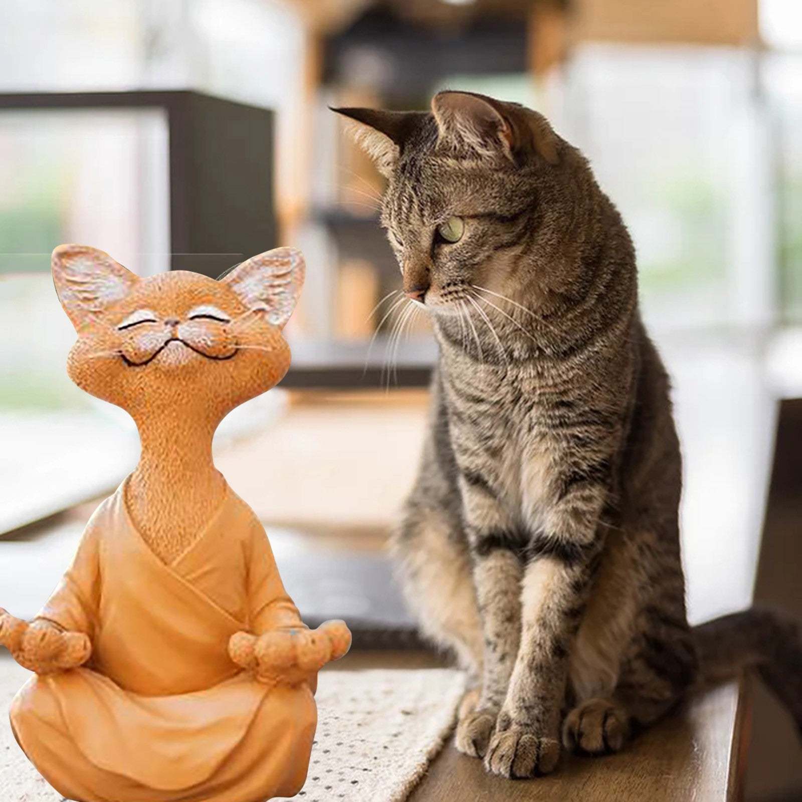 Whimsical Buddha Cat Figurine Meditation Yoga Collectible-xinru