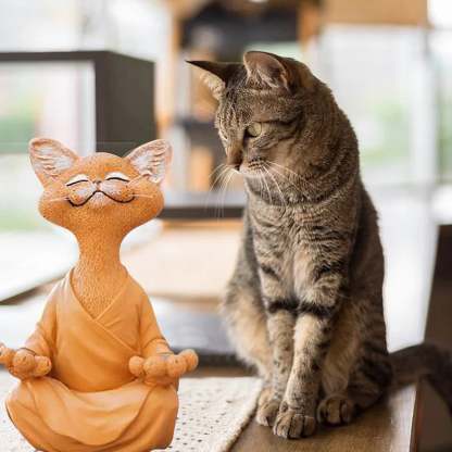 Whimsical Buddha Cat Figurine Meditation Yoga Collectible-xinru