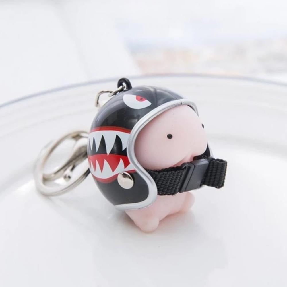 Kawaii Mochi Ding Ding Squishy Helmet Key Chain-xinru