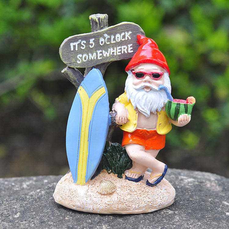 Summer Surf Gnome Garden Statue Little Resin Dwarf-xinru