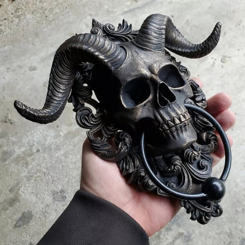 Sabbatic Baphomet Horned God Skull Hanging Door Knocker-xinru