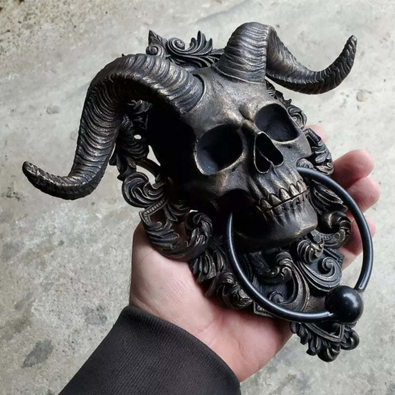 Sabbatic Baphomet Horned God Skull Hanging Door Knocker-xinru