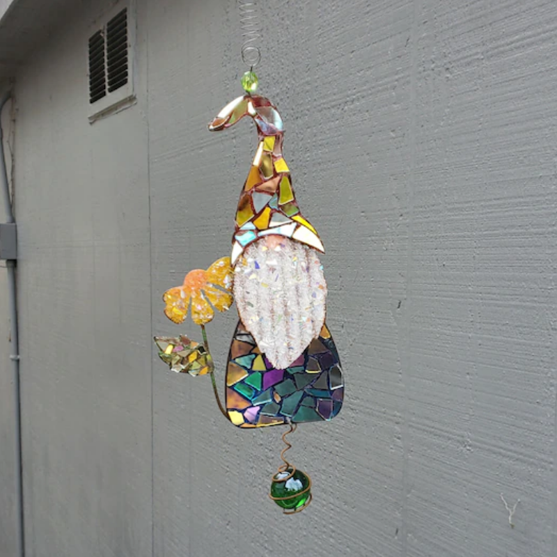 Stained Glass Garden Gnome SunCatcher-xinru