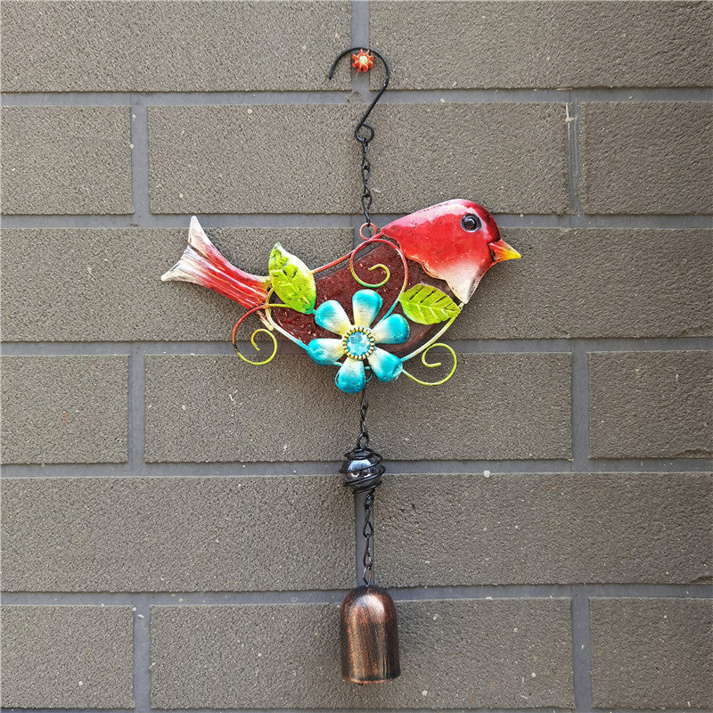 Metal Glass Bird Bell Wind Chime Decor-xinru