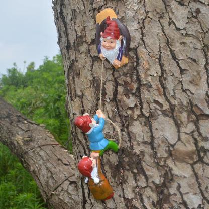 Garden Ornaments-gnomes Climbing On The Tree-xinru
