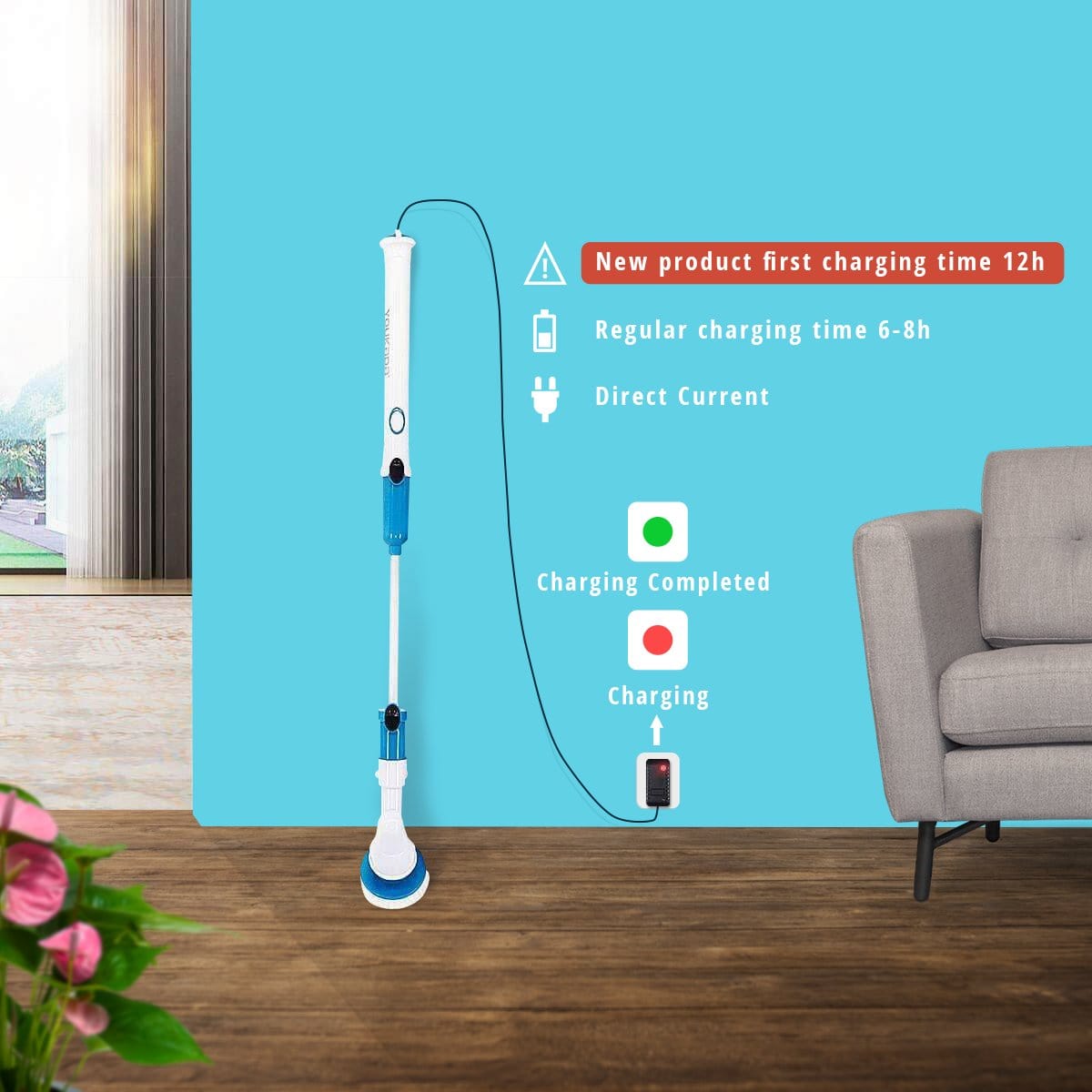 Electric Power Cleaning Scrubber With Extension Handle-xinru