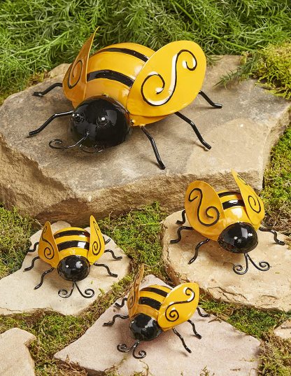 3D Sculpture Wall Art Bee Garden Outdoor Decoration 4 PCS-xinru