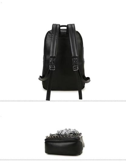 3D Leather Skull Backpack-xinru shop