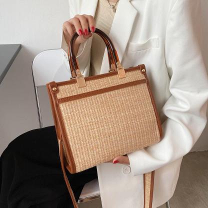 ウーブンバッグ大容量トートバッグ-xinru shop