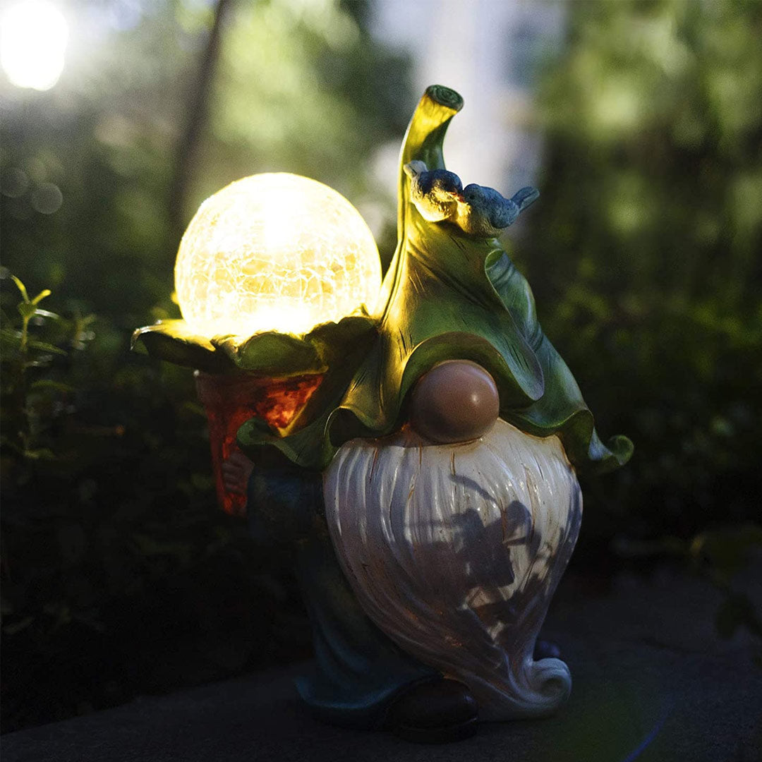 Magic Ball Welcome Outdoor Funny Gnome Solar LED Lights Figurine Ornament Decor-xinru