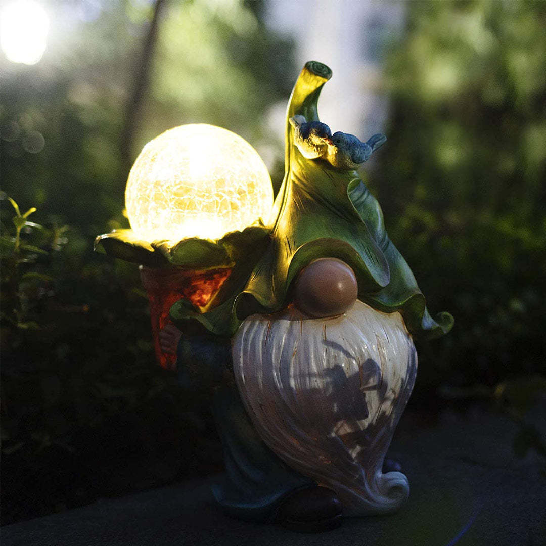 Magic Ball Welcome Outdoor Funny Gnome Solar LED Lights Figurine Ornament Decor-xinru