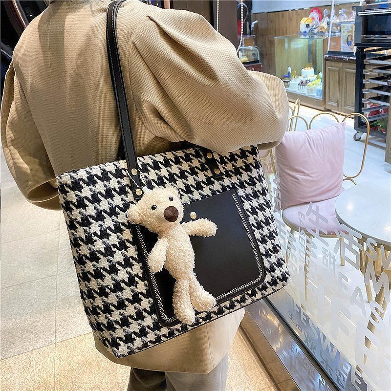 大容量キャンバスバッグベアトートバッグ-xinru shop