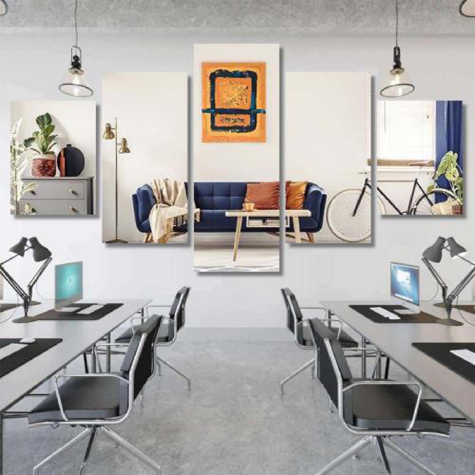 Yellow Blue Painting Hanging on White-xinru shop