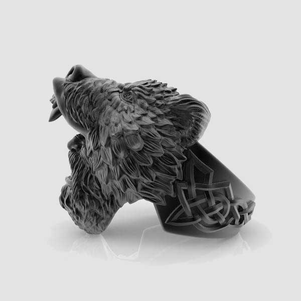 Viking Bear Warrior Mens Silver Stainless Steel Biker Rings Vintage Jewelry-xinru