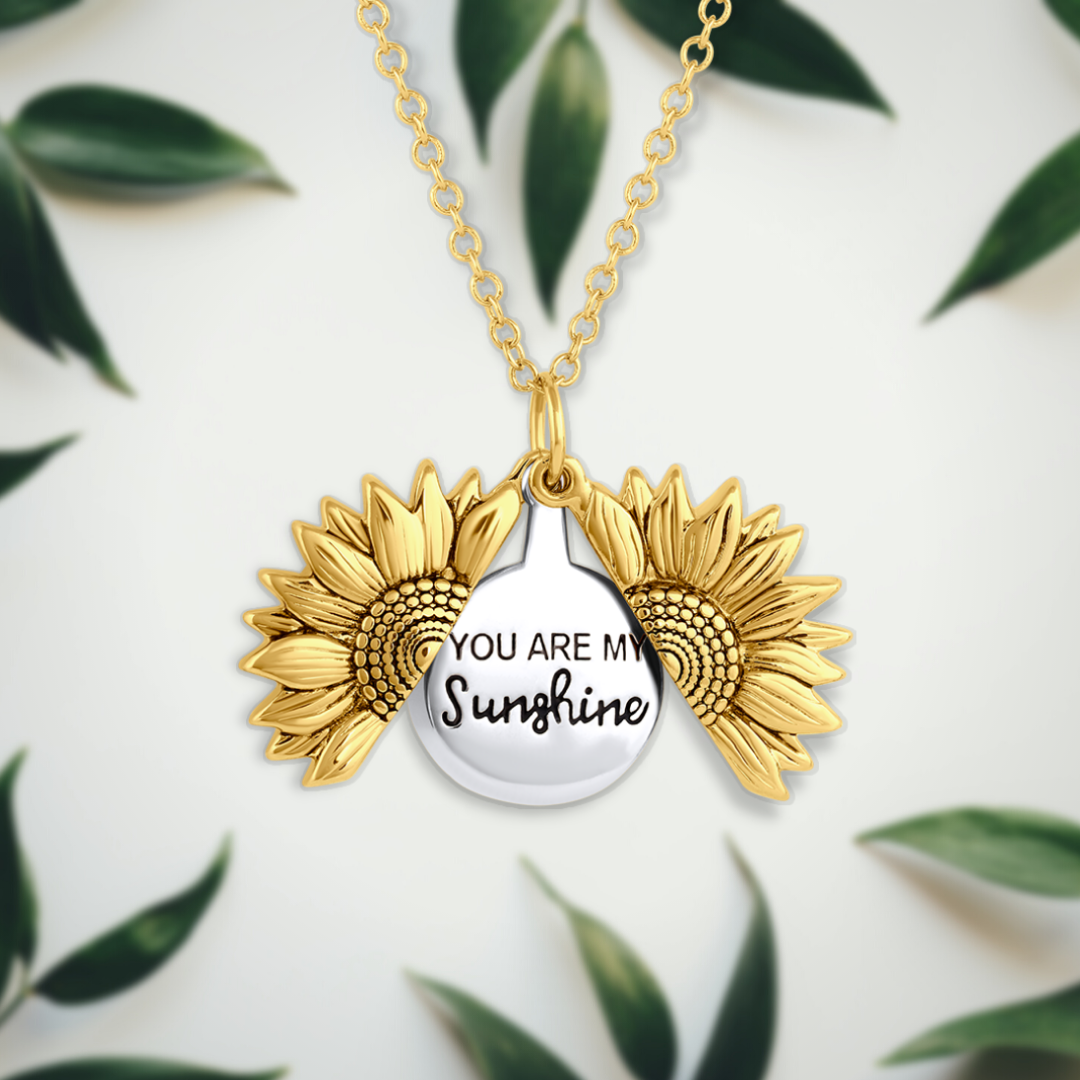Inspirational Sunflower Carved Locket Necklace-xinru