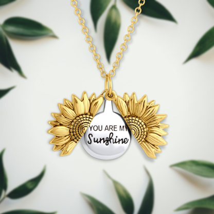 Inspirational Sunflower Carved Locket Necklace-xinru