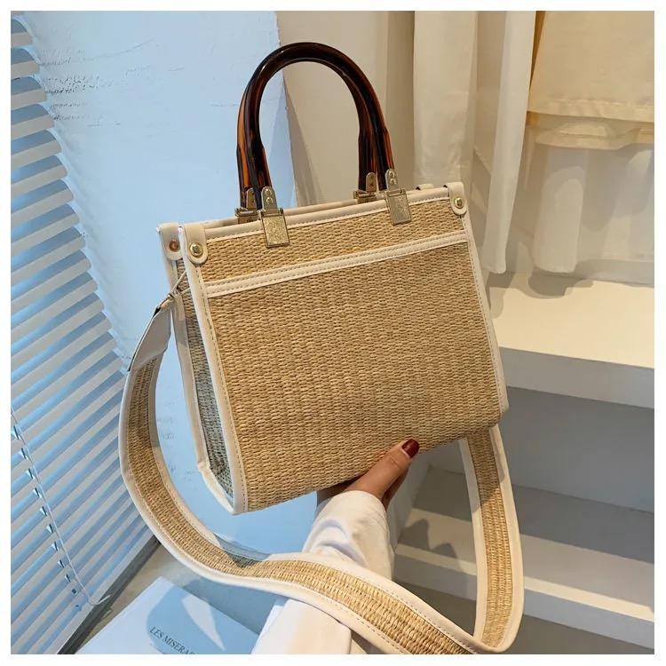 ウーブンバッグ大容量トートバッグ-xinru shop