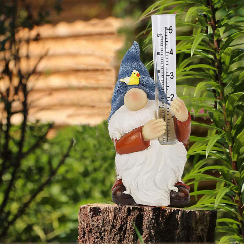 Resin Gnome Garden Statue with a Plastic Rain Gauge-xinru