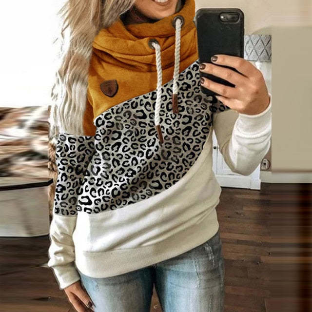 Spring Women Patchwork Hooded Sweatshirt-xinru