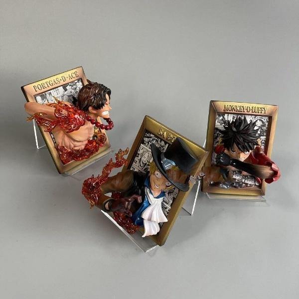 One Piece Anime Action Figure Ace Photo Frame Creative PVC Statue Gift-xinru