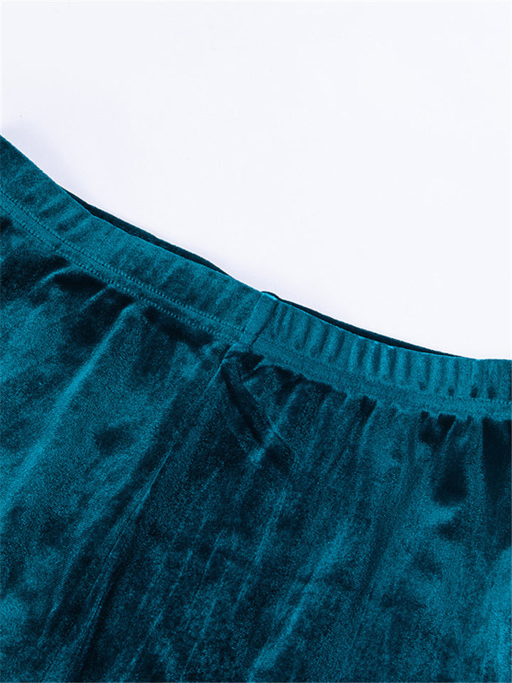 Women Velvet Shorts Casual High Waist Sexy Ruffle Shorts-xinru