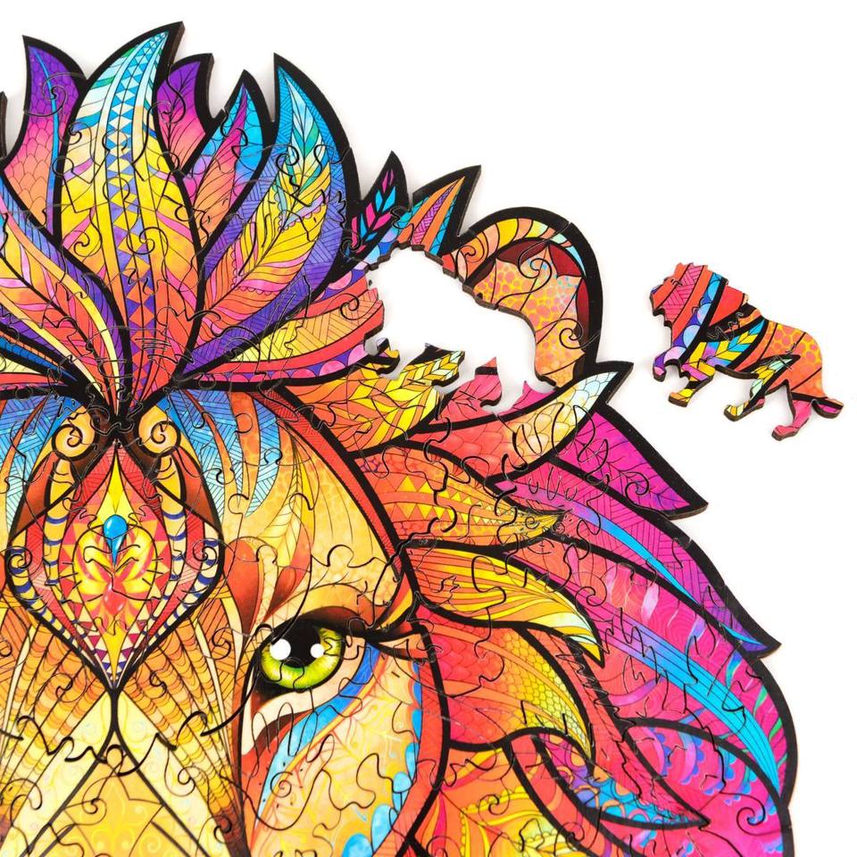 Wooden Brave Lion Jigsaw Puzzle Gifts With Box-xinru