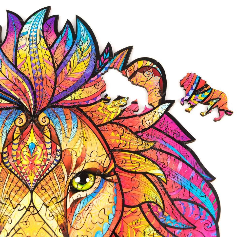 Wooden Brave Lion Jigsaw Puzzle Gifts With Box-xinru