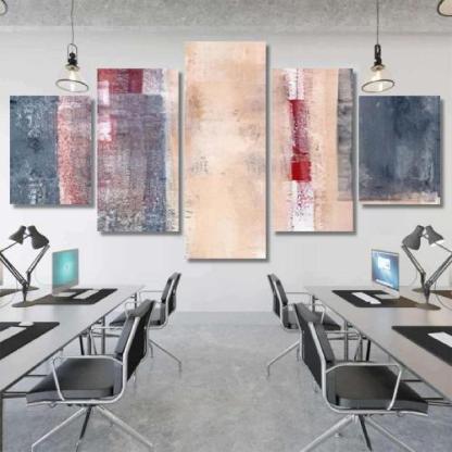 Beige Grey Red Abstract Art Painting-xinru shop