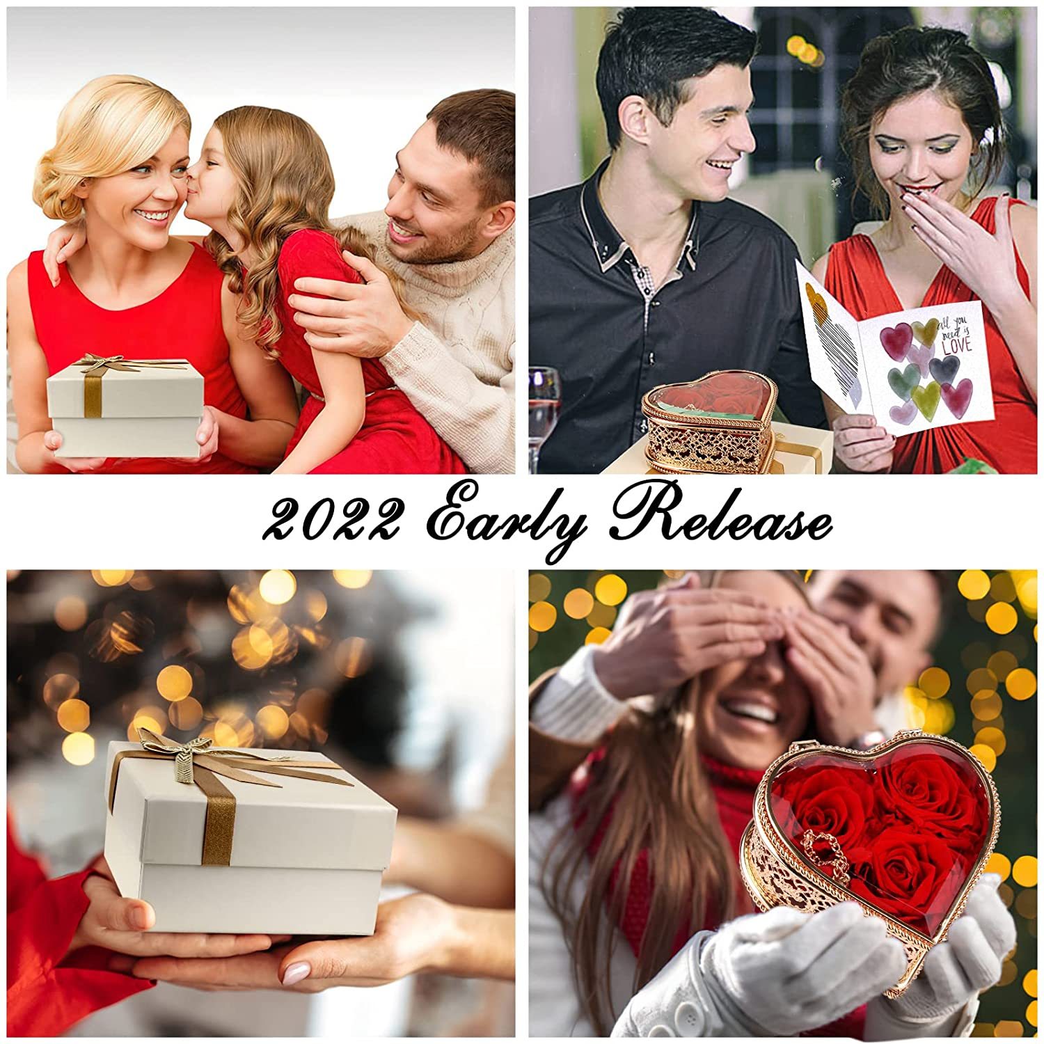 Mother's Day Gift Preserved Red Roses In Heart-shaped Hollow Jewelry Box Gift-xinru