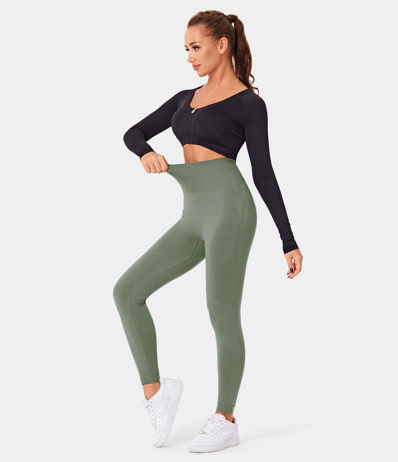 Seamless Flow High Waisted Butt Lifting Plain Full Length Leggings-xinru shop