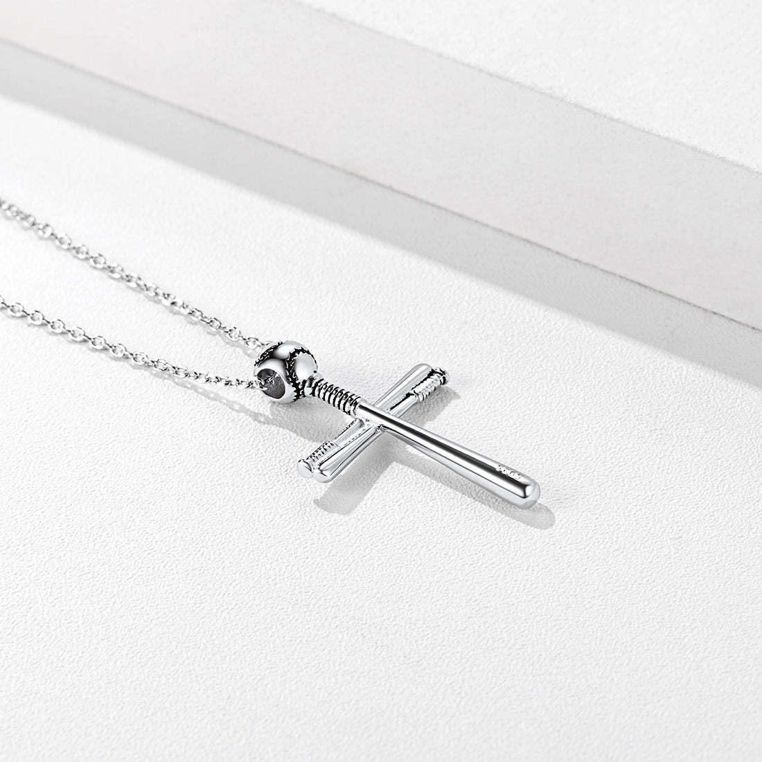 Sterling Silver Baseball Bat Cross Necklace Pendant-xinru