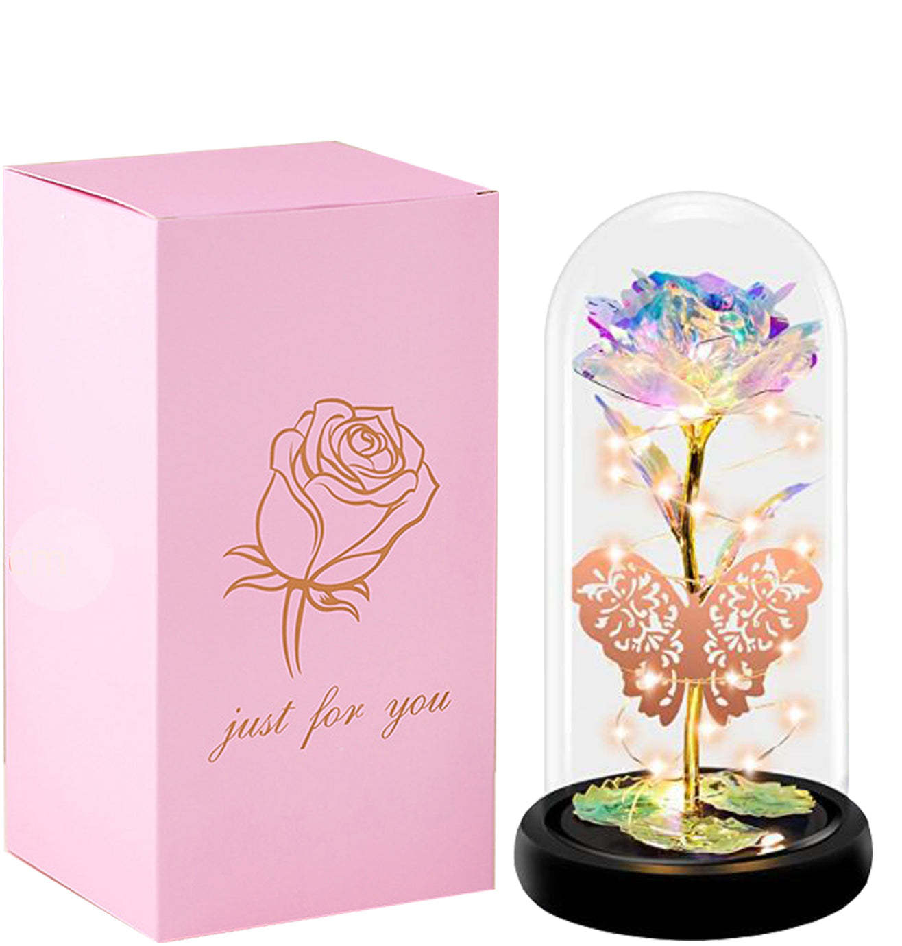 Mother's Day Gift light Up Galaxy Rose In Glass Dome-xinru