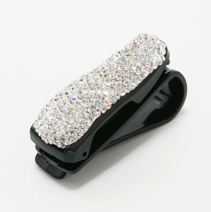 Car Visor Bling Crystal Diamond Glasses Frame Clip-xinru
