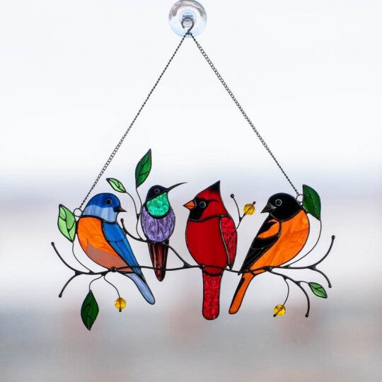 Birds Stained Glass Window Hangings Mothers Day Gift-xinru