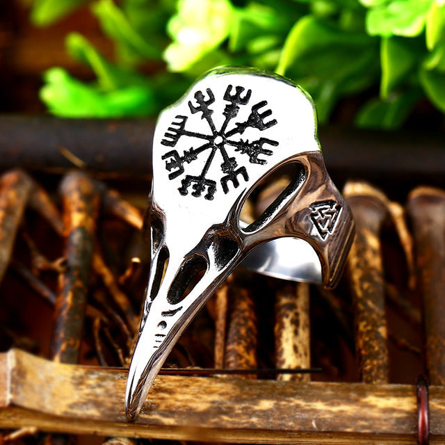 Runic Raven Skull Pendant Necklace Nordic Vikings Celtic Knot Jewelry-xinru