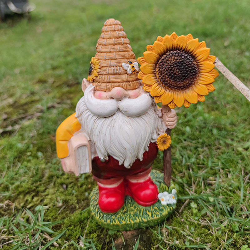 Bee Keeper Gnome With Sunflower Sign-xinru
