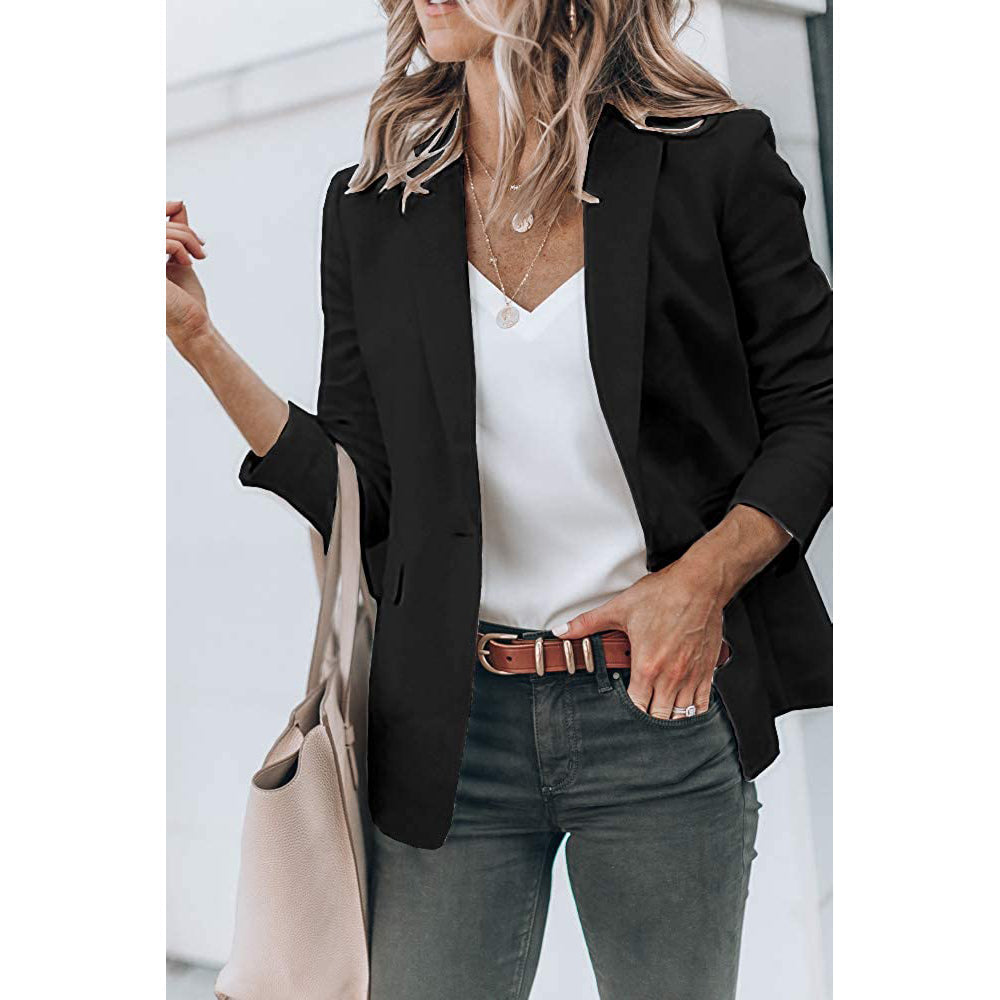 Ladies Casual Office Cardigan Long Sleeve Blazer-xinru