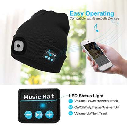Hat Wireless Bluetooth 5.0 Cap Headphone Headset With LED Light-xinru